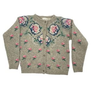 Eagle’s Eye Vintage Floral 100% Shetland Wool Cardigan